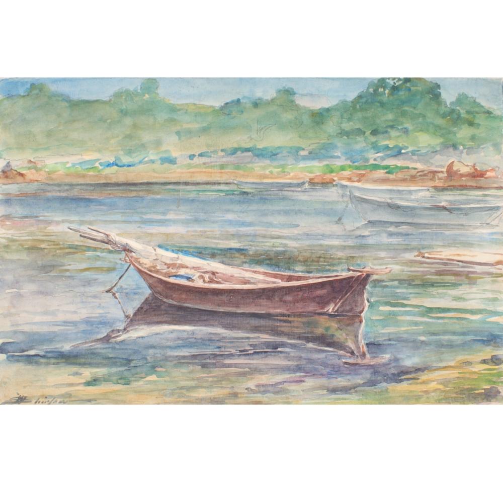 Appraisal: Walter Shirlaw Illinois Spain Scotland - Canoe watercolor on paper