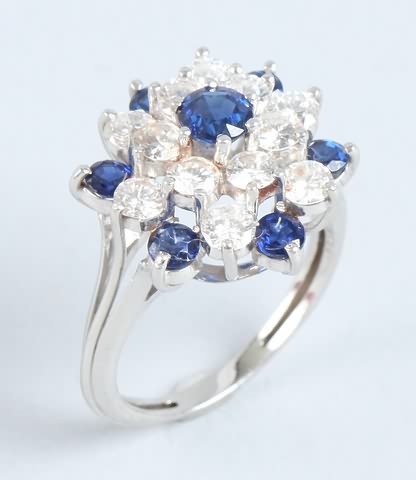 Appraisal: One lady's Irid Platinum J E Caldwell sapphire and diamond