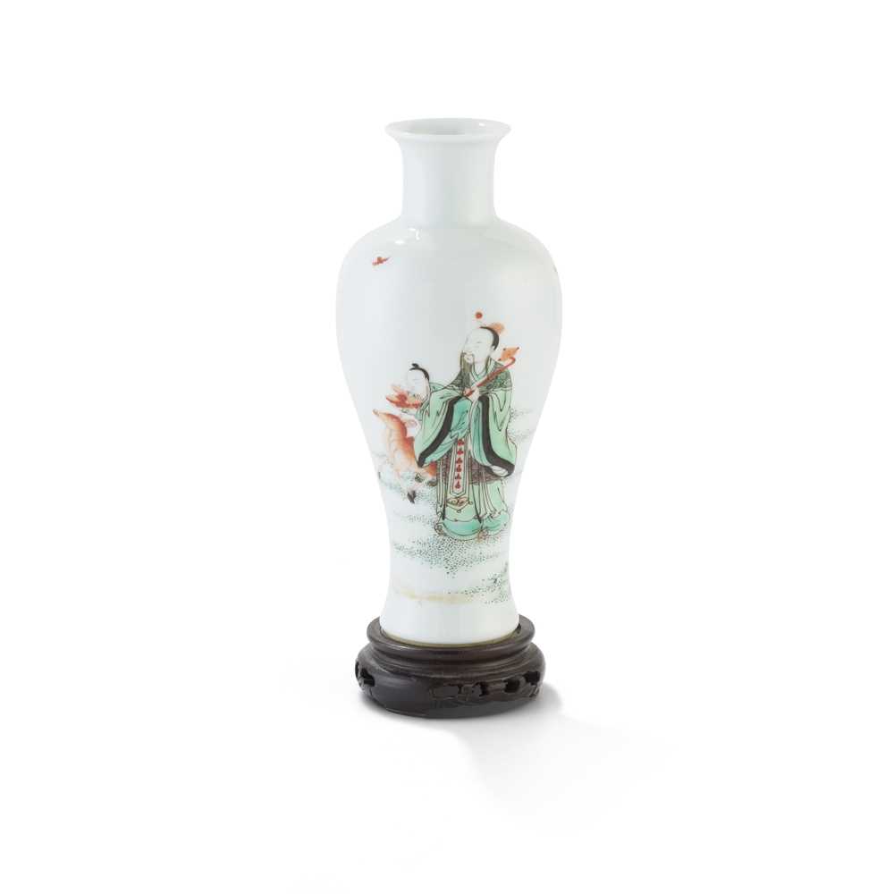 Appraisal: SMALL FAMILLE VERTE BALUSTER VASE QING DYNASTY TH CENTURY of