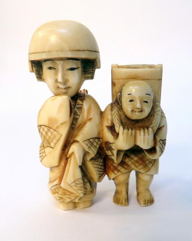 Appraisal: th C Japanese Ivory Netsuke With Movable Head th C