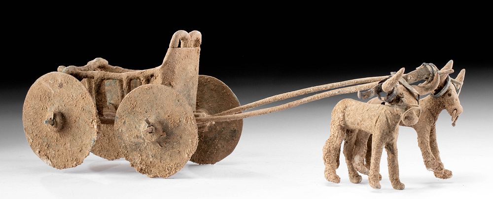 Appraisal: Fine Anatolian Bronze Toy Chariot w Oxen Ancient Near East