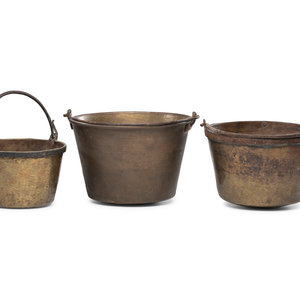 Appraisal: Six Iron and Brass Buckets with Swing Handles American th