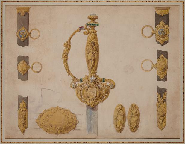 Appraisal: JULIENNE EUGENE attributed to Finely rendered design of pommel and