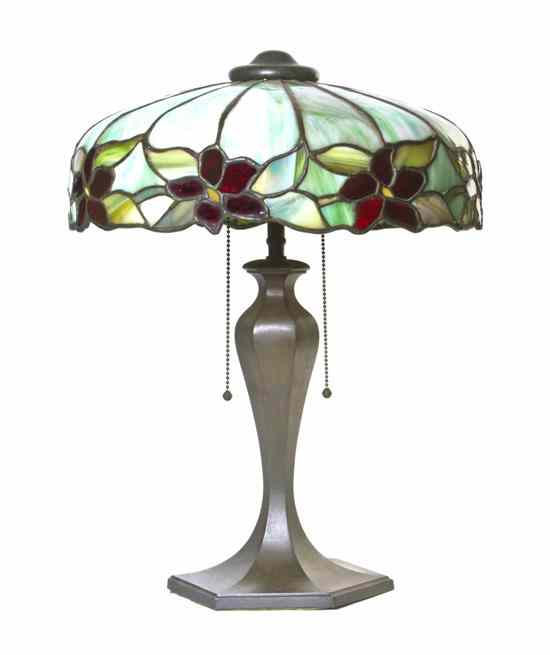 Appraisal: An American Leaded Glass Lamp attributed to J A Whaley