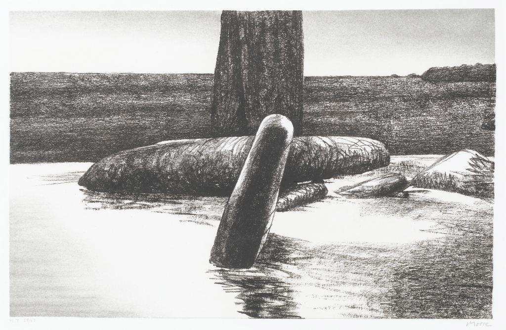 Appraisal: HENRY MOORE OM CH - RAINWASHED STONES lithograph - by