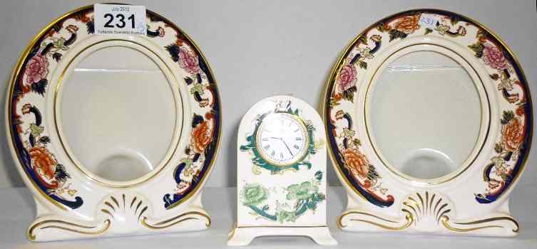 Appraisal: Pair Masons Manderlay Photo Frames and Green Clock