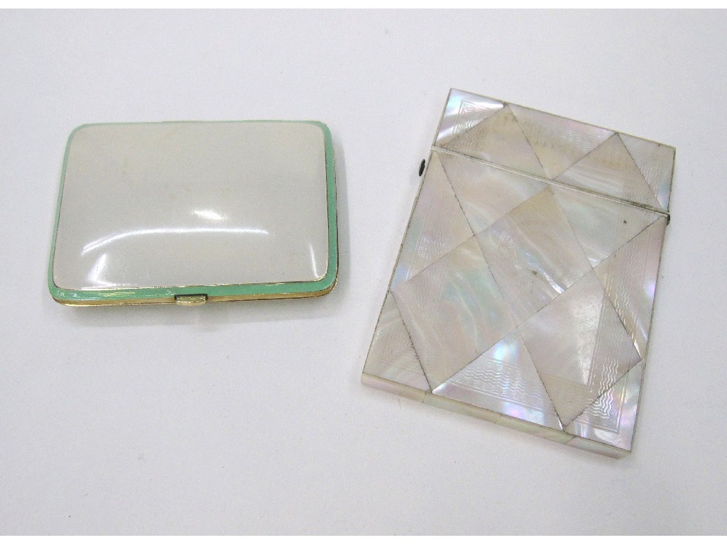 Appraisal: Lot comprising enamel cigarette case and a mother of pearl