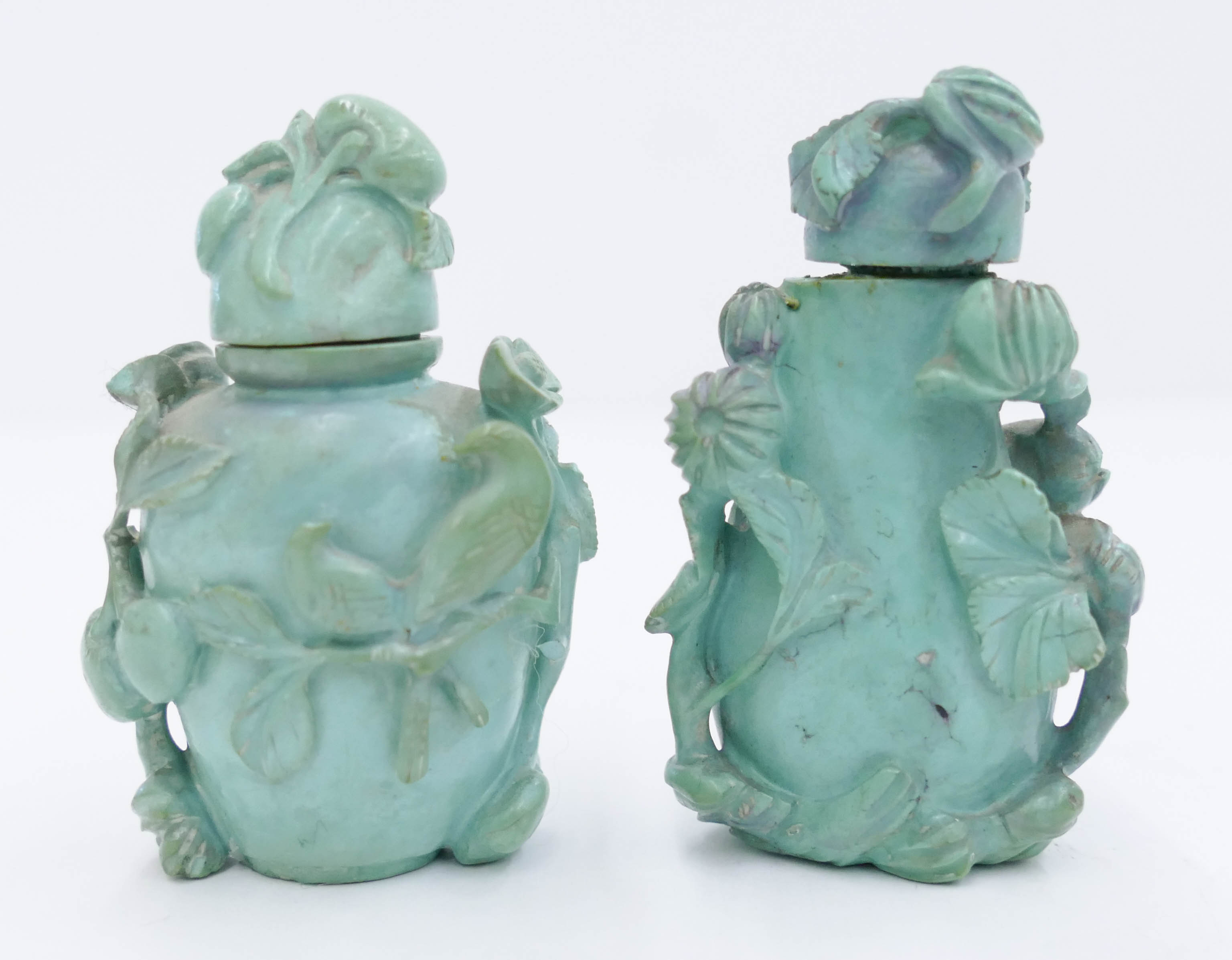 Appraisal: pc Chinese Qing Turquoise Snuff Bottles '' Approx High relief