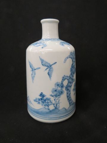 Appraisal: Chinese Porcelain Vase blue white waterfront landscape signed bottle form