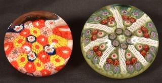 Appraisal: Two Millefiori Studio Art Glass Paperweights Two Vintage Millefiori Studio