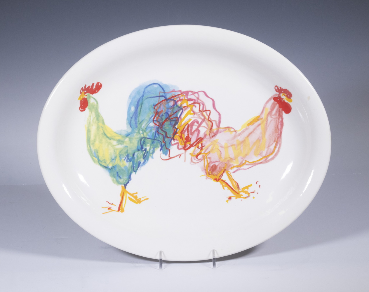 Appraisal: TIFFANY CO ROOSTERS PLATTER Oval Serving Platter Tiffany Roosters pattern