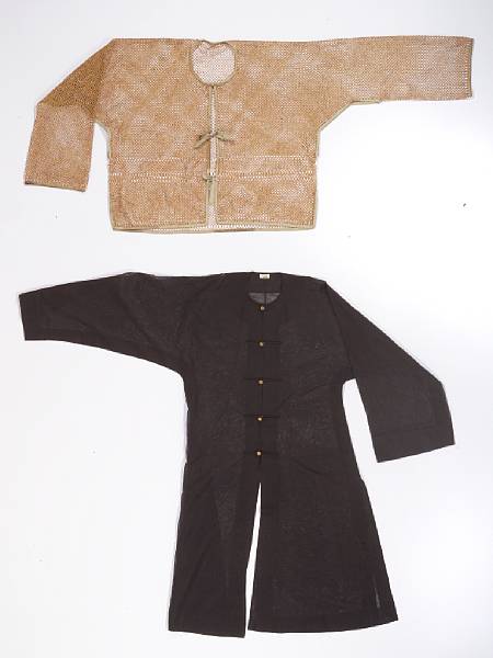 Appraisal: A Chinese black silk gauze men's coat The summer coat