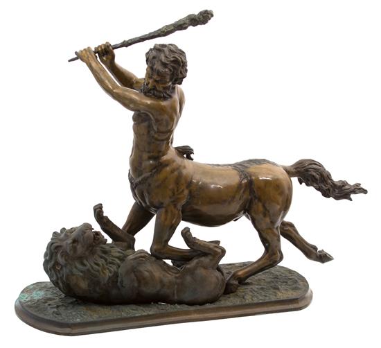 Appraisal: Sale Lot Vincenzo Cinque Italian - Centaur Against the Lion