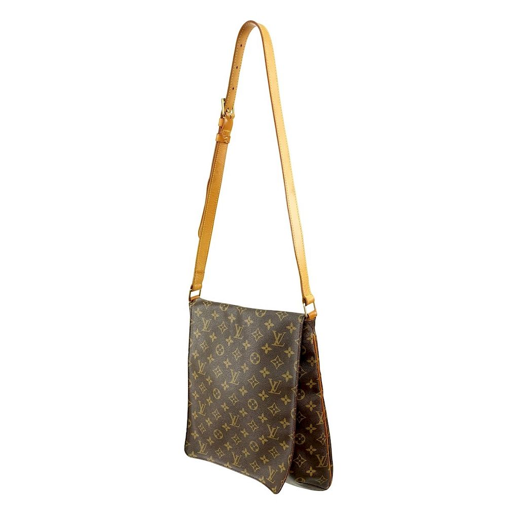 Appraisal: Louis Vuitton Brown Canvas Monogram Musette Bag Louis Vuitton Brown