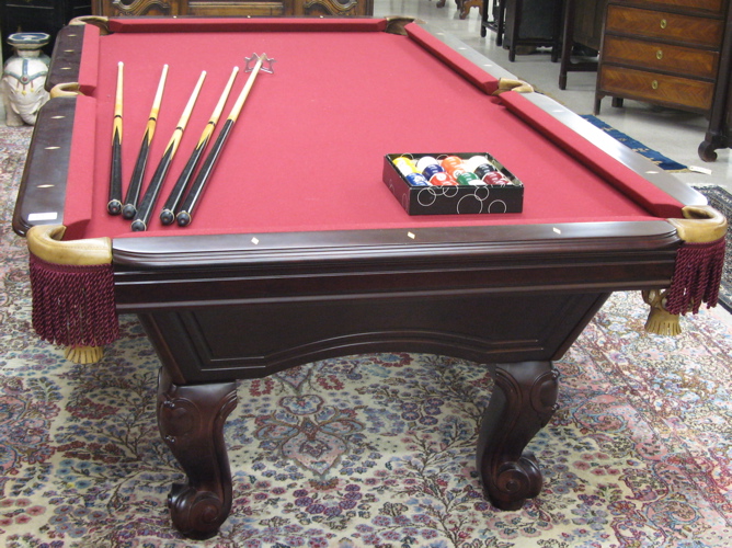 Appraisal: MAHOGANY BILLIARD TABLE American custom made recent manufacture The table