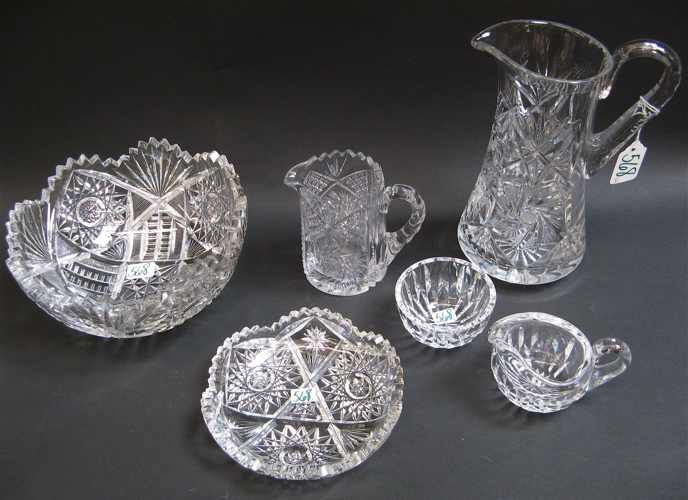 Appraisal: SIX AMERICAN CLEAR CUT CRYSTAL TABLE ACCESSORIES including a berry