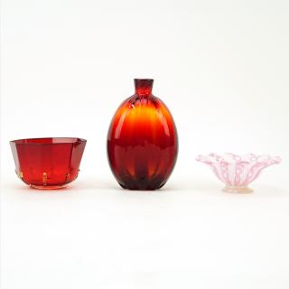 Appraisal: Collection of Three Murano Art Glass Tableware Includes red color