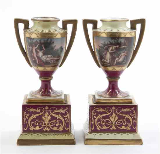 Appraisal: A Pair of Royal Vienna Style Cabinet Vases each of