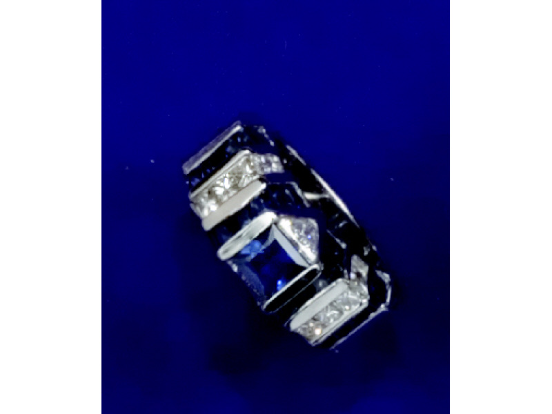 Appraisal: SAPPHIRE AND DIAMOND RING k white gold ring set with