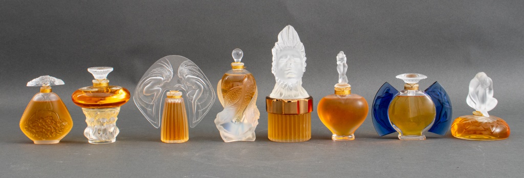 Appraisal: LALIQUE FRANCE SEALED PERFUME BOTTLE COLLECTION Group of eight art