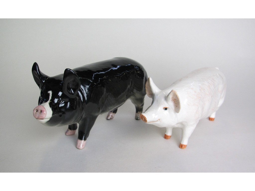 Appraisal: Two Beswick pigs to include ch Wall Champion Boy cms