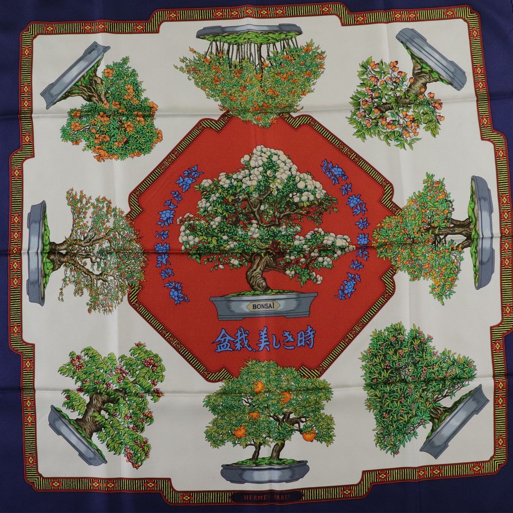 Appraisal: Hermes Silk Scarf - Bonsai Hermes silk scarf Bonsai by