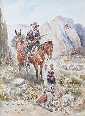 Appraisal: Joe Beeler Apache Ambushwatercolor on paper x sight in