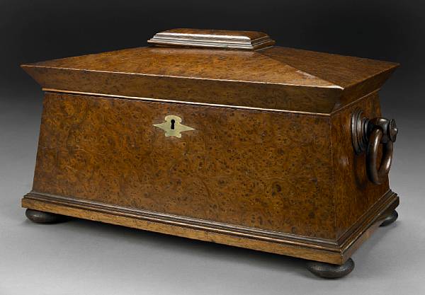 Appraisal: An early Victorian amboyna tea caddy second quarter th century