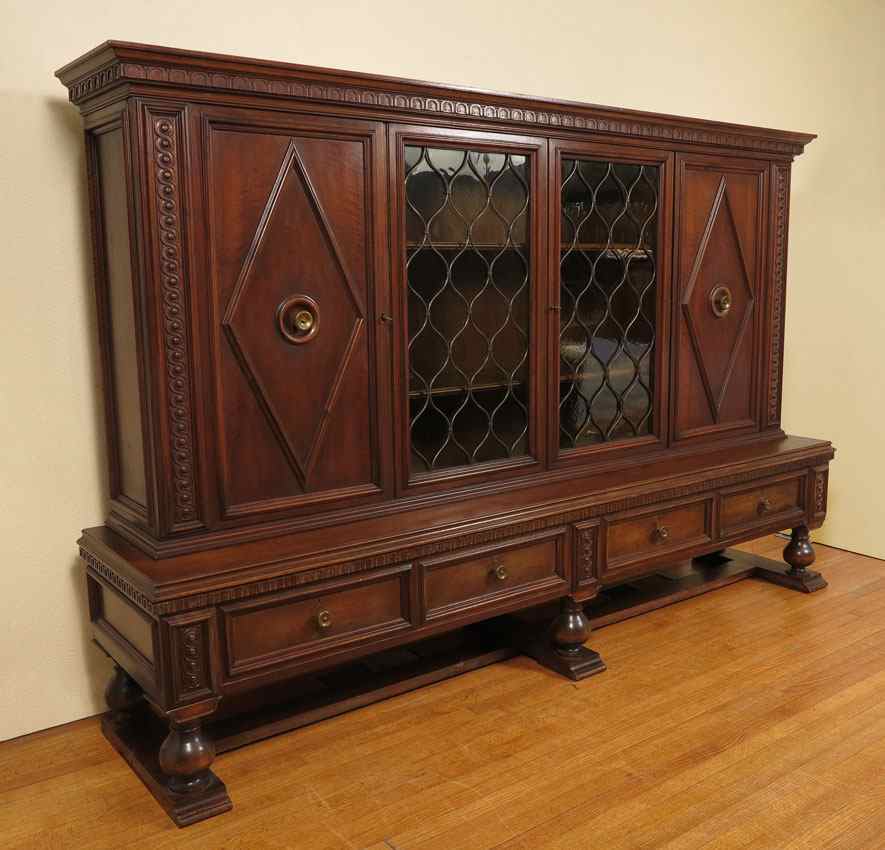 Appraisal: SERGEANT MAJOR JAMES W BOOKER'S LARGE CARVED BOOKCASE Top section