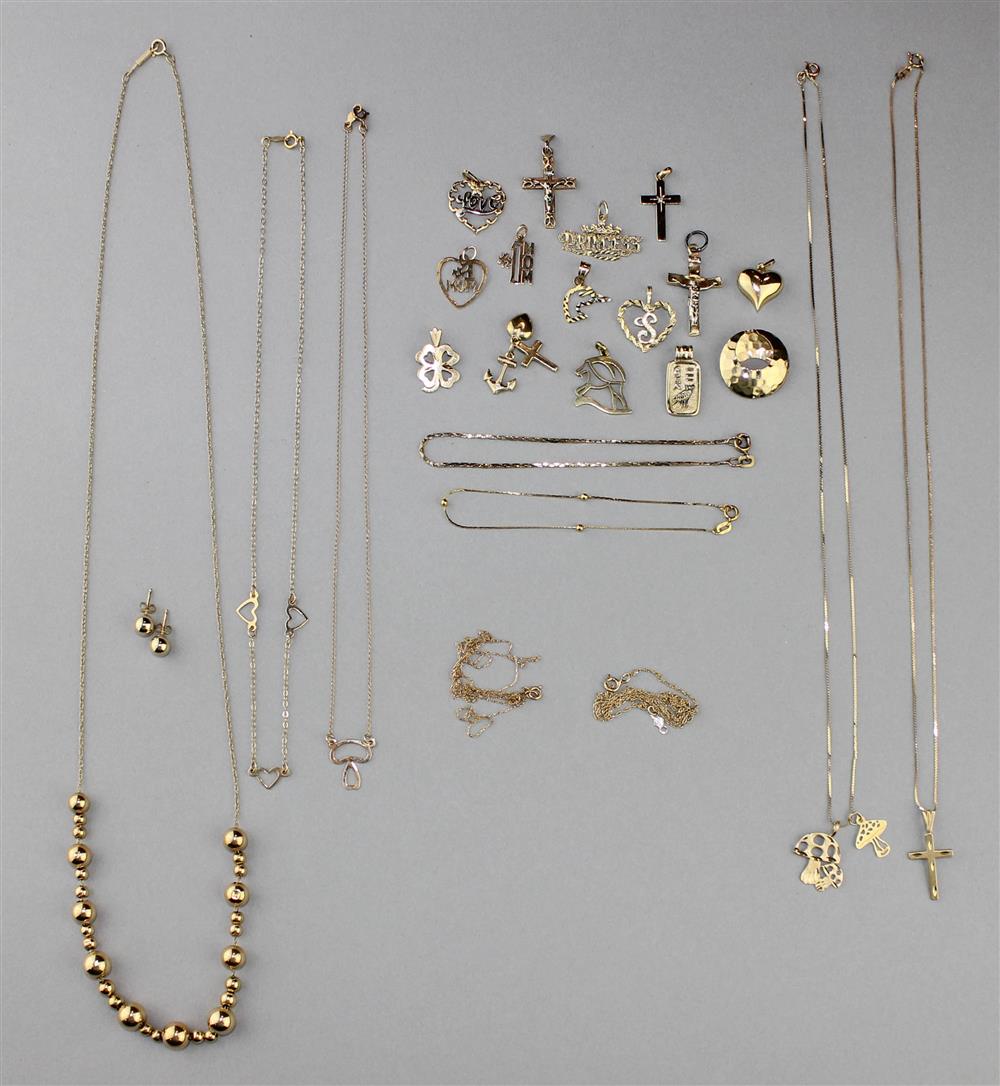 Appraisal: GROUP OF K YELLOW GOLD CHARMS AND NECKLACES the group