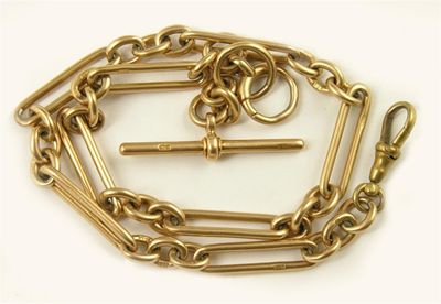 Appraisal: An ct gold watch chain of fetter and three design