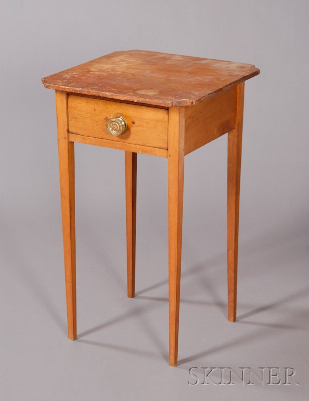 Appraisal: Federal Pine and Maple One-Drawer Stand New England early th