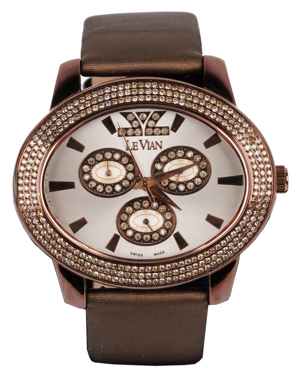 Appraisal: LE VIAN DIAMOND STAINLESS STEEL WATCHcontaining full cut diamonds Fancy