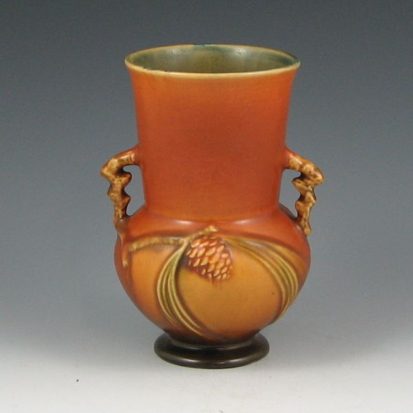 Appraisal: Roseville Pine Cone vase in brown Marked Roseville - Mint