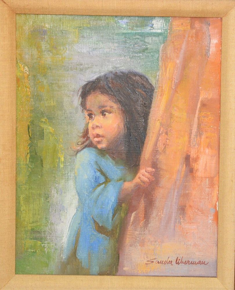 Appraisal: Sandu Liberman - oil on canvas young girl in blue