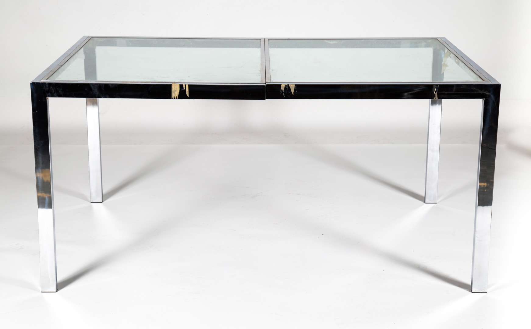 Appraisal: Contemporary aluminum and glass dining table aluminum frame with glass