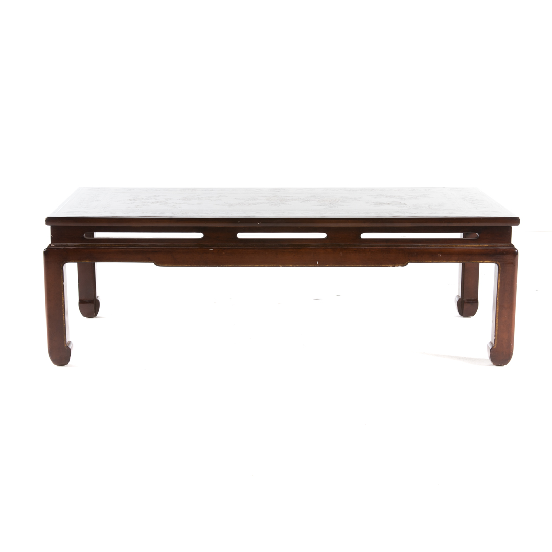 Appraisal: Contemporary chinoiserie lacquered coffee table th century low table with