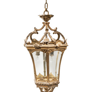 Appraisal: A R gence Style Gilt Bronze Hall Lantern Circa wired