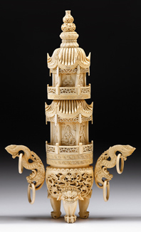 Appraisal: Large and impressive Chinese elephant ivory censer early th century