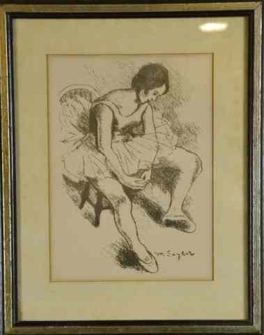 Appraisal: MOSES SOYER BALLERINA LITHOGRAPHSeated ballerina lithograph signed LR in the