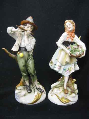 Appraisal: Pair of Capodimonte Porcelain Figurines flower seller flute player ''