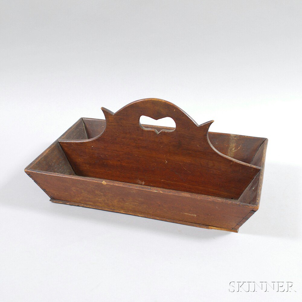 Appraisal: Carved Mahogany Knife Box America th century dovetailed construction with