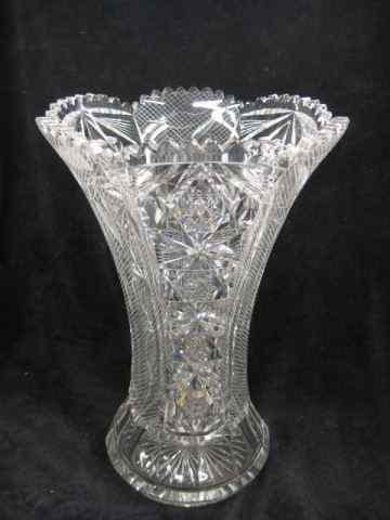 Appraisal: Cut Glass Vase brilliant period cut starburst fan panels with