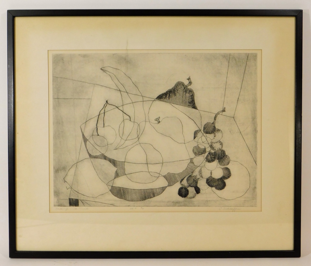 Appraisal: C SCHAEFFER MODERN ABSTRACT STILL LIFE ETCHING United States th