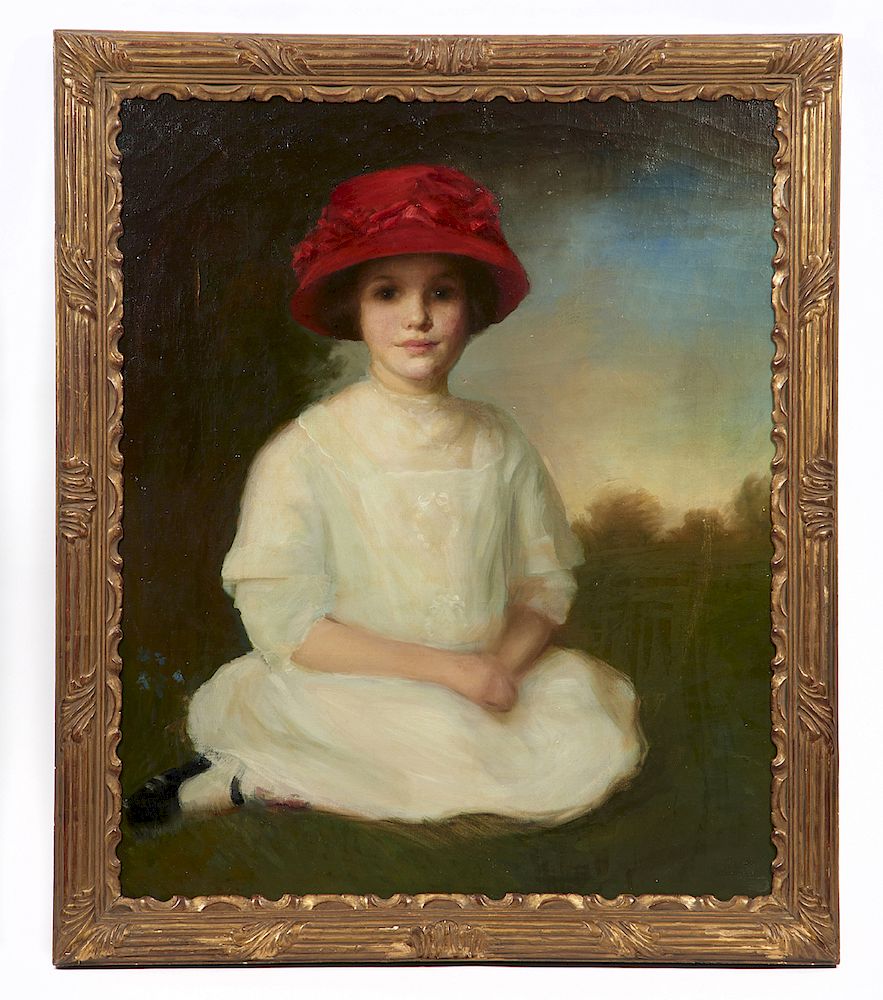 Appraisal: Katherine Moulton Portrait of a girl in a red hat