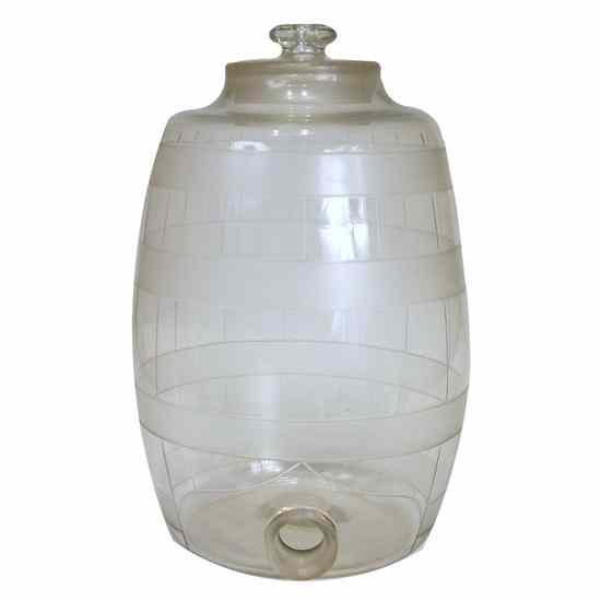 Appraisal: A Victorian Clear Blown and Etched Glass Novelty Wine Cask