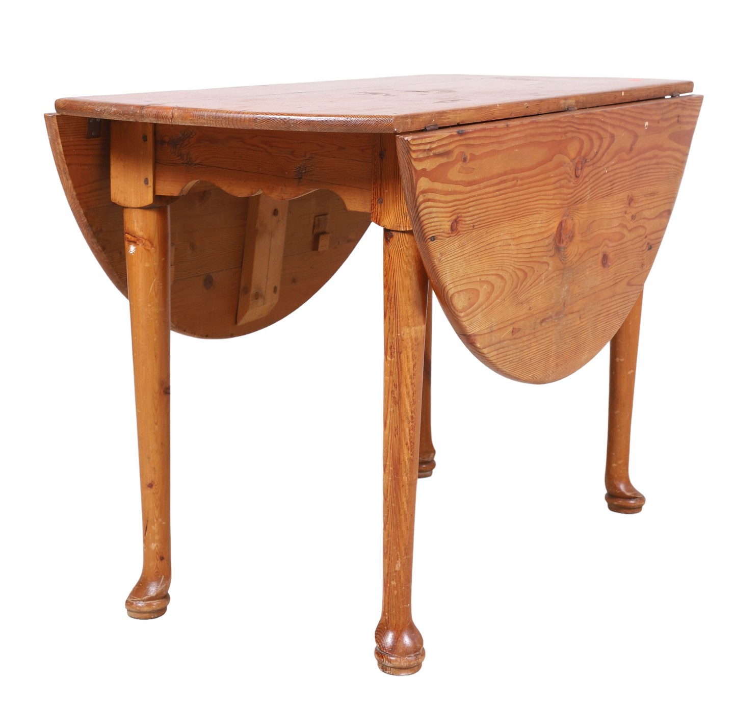 Appraisal: Scrubbed Pine Queen Anne Drop Leaf Table rounded leaved with