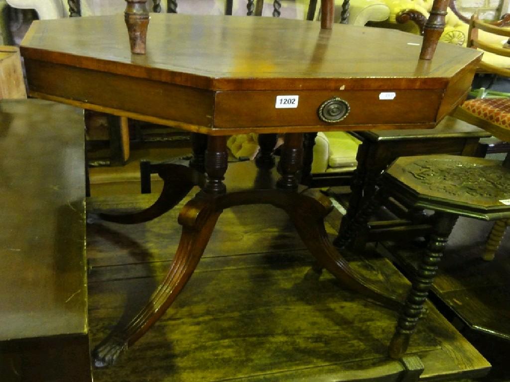 Appraisal: A reproduction mahogany library centre table of octagonal form with