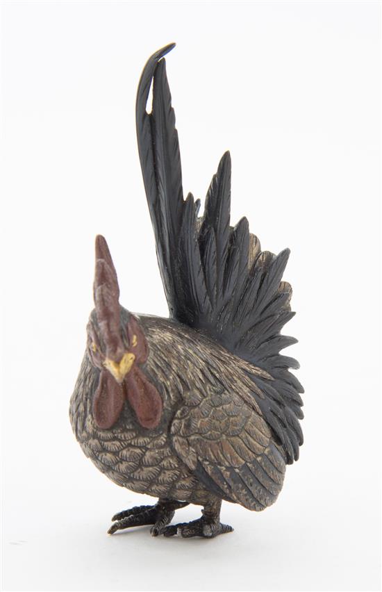 Appraisal: Sale Lot An Enameled Silver and Bronze Rooster th th