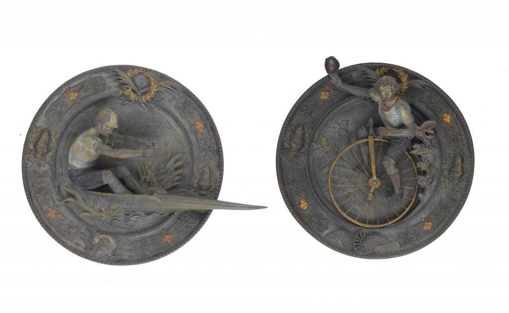 Appraisal: SPORT A PAIR OF GERMAN POLYCHROME PAINTED AND BRONZED TERRACOTTA